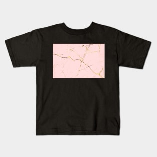 Pink and gold marble background Kids T-Shirt